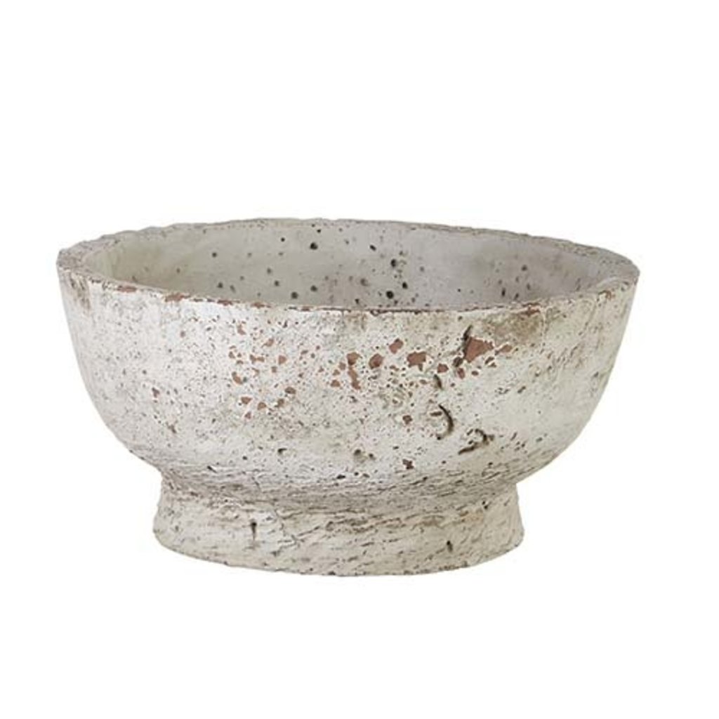 Distressed Concrete Footed Bowl