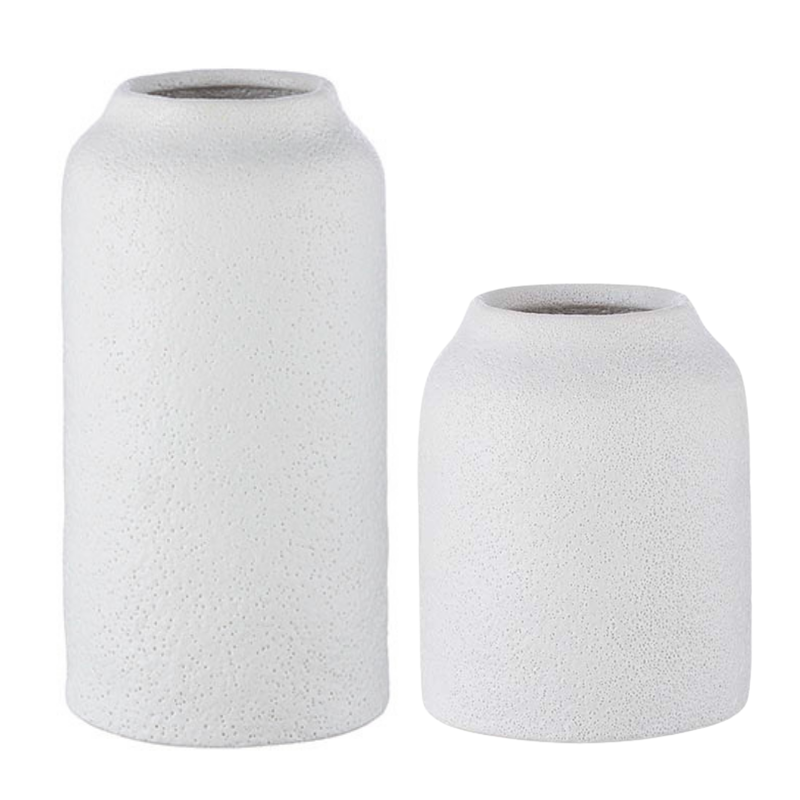 Textured White Stoneware Vases