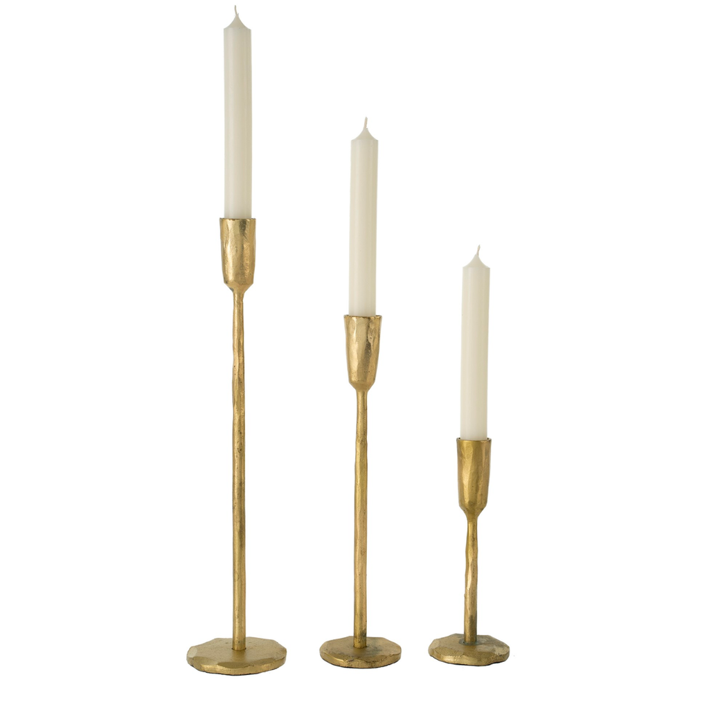 Gold Luna Forged Candlesticks