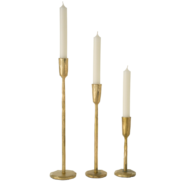 Gold Luna Forged Candlesticks