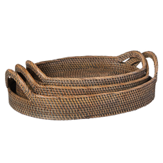 Umber Oval Rattan Trays