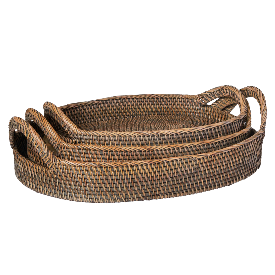 Umber Oval Rattan Trays Haven Home & Gift