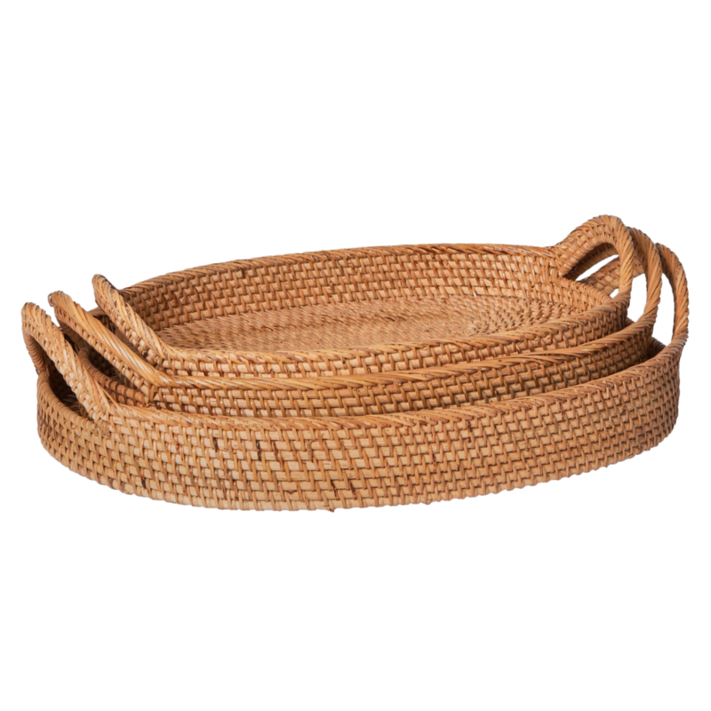 Natural Oval Rattan Trays