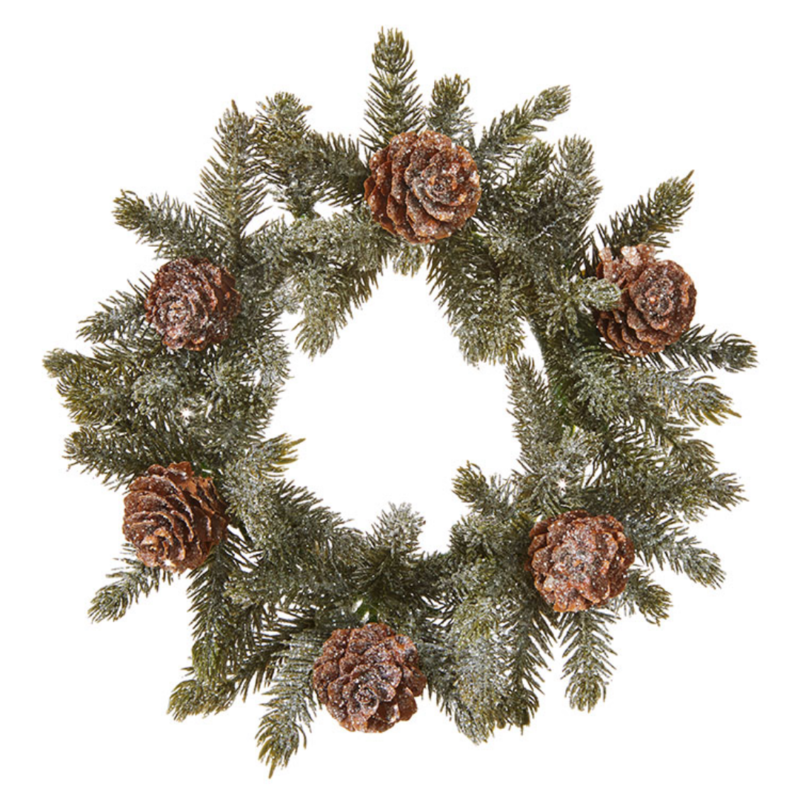 7" Iced Pine Candle Ring