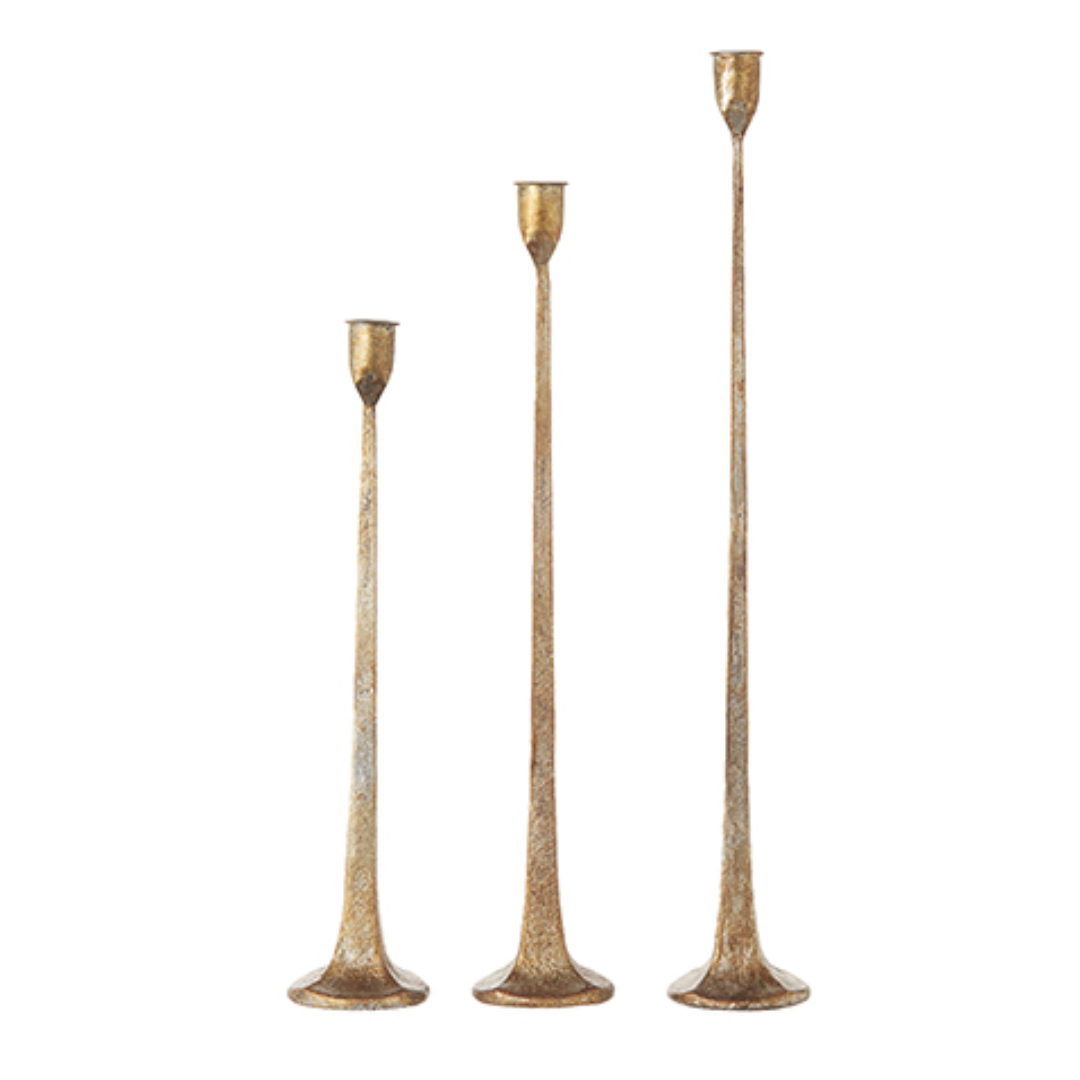 Set of 3 Gold Candlesticks Haven Home & Gift