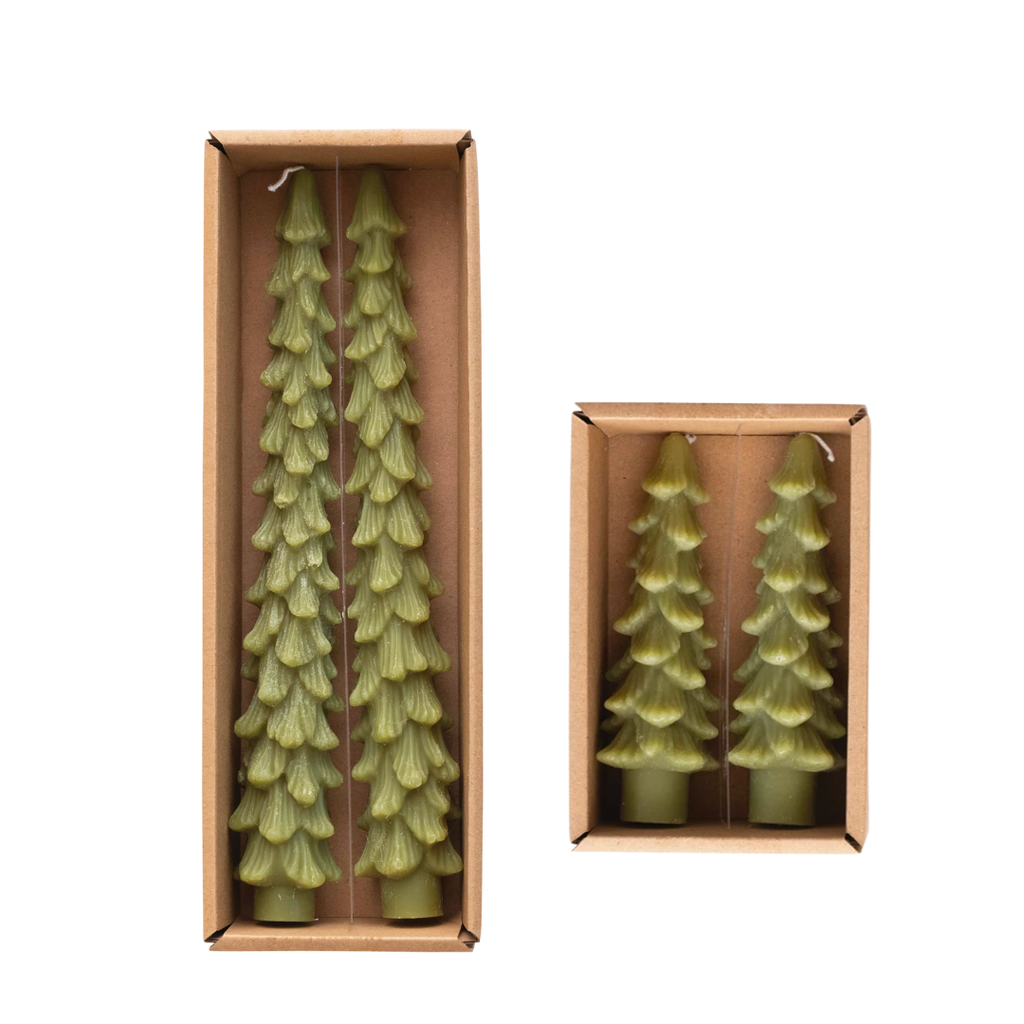 Green Tree Taper Candles