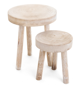 Whitewash Paulownia Stool