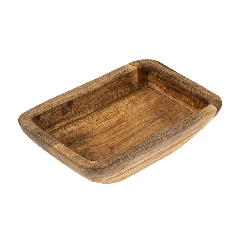 Carved Wooden Rectangle Bowl Haven Home & Gift