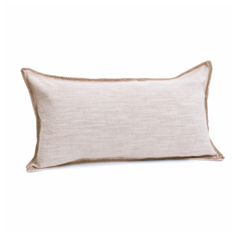 Ecru Linen Cotton Lumbar Cushion