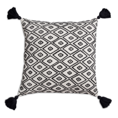 Black & White Patterned Tassel Pillow