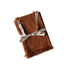 HAVEN Fringed Linen Placemats Spice