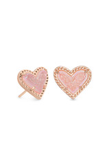 Kendra Scott Ari Heart Stud Earring - Pink Drusy/Rose Gold