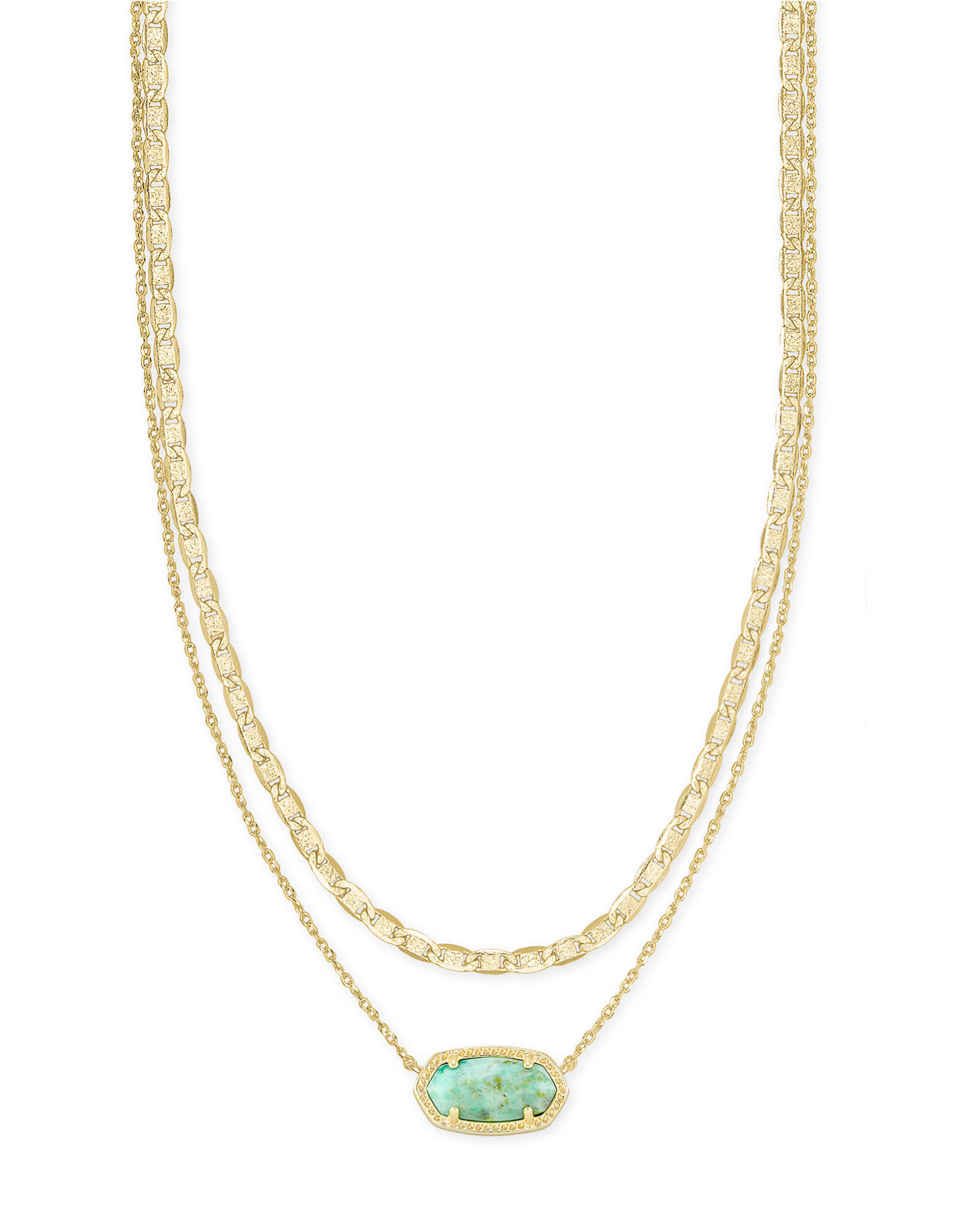 Kendra Scott Alexandria Yellow Gold Plated Multi Strand Necklace in Teal  Green Illusion | 9608856099 | Borsheims