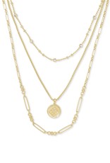 Kendra Scott Medallion Triple Strand Necklace - Gold Metal