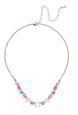 Sorrelli NDQ14ASETP - Electric Pink Tansy Half Line Tennis Necklace