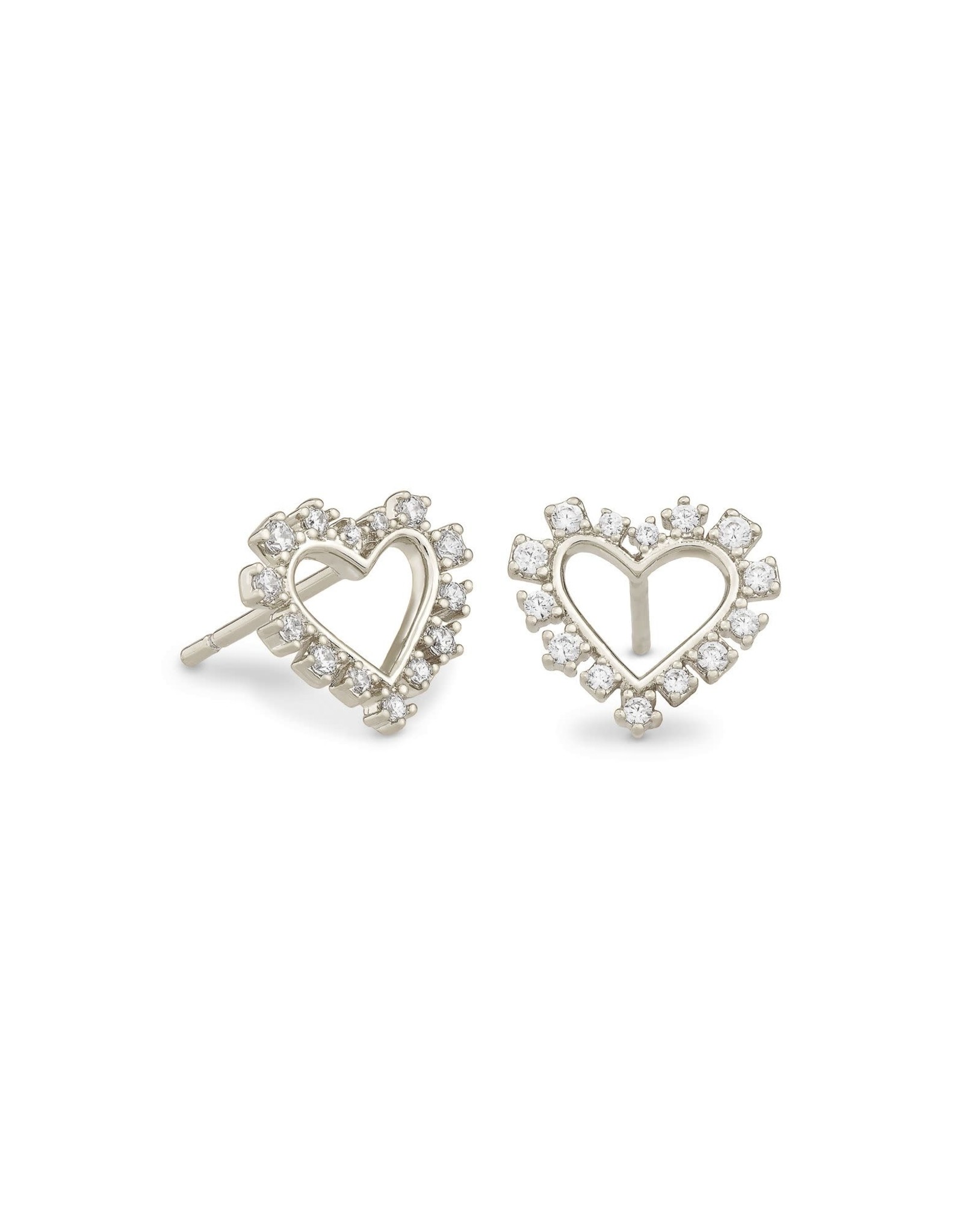 Kendra Scott Ari Heart Crystal Stud Earrings - White Crystal/Rhodium
