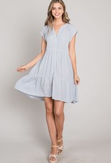 Ladies' Fashions 82199-22 - Mandarin Collar Tiered Dress