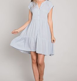 Ladies' Fashions 82199-22 - Mandarin Collar Tiered Dress