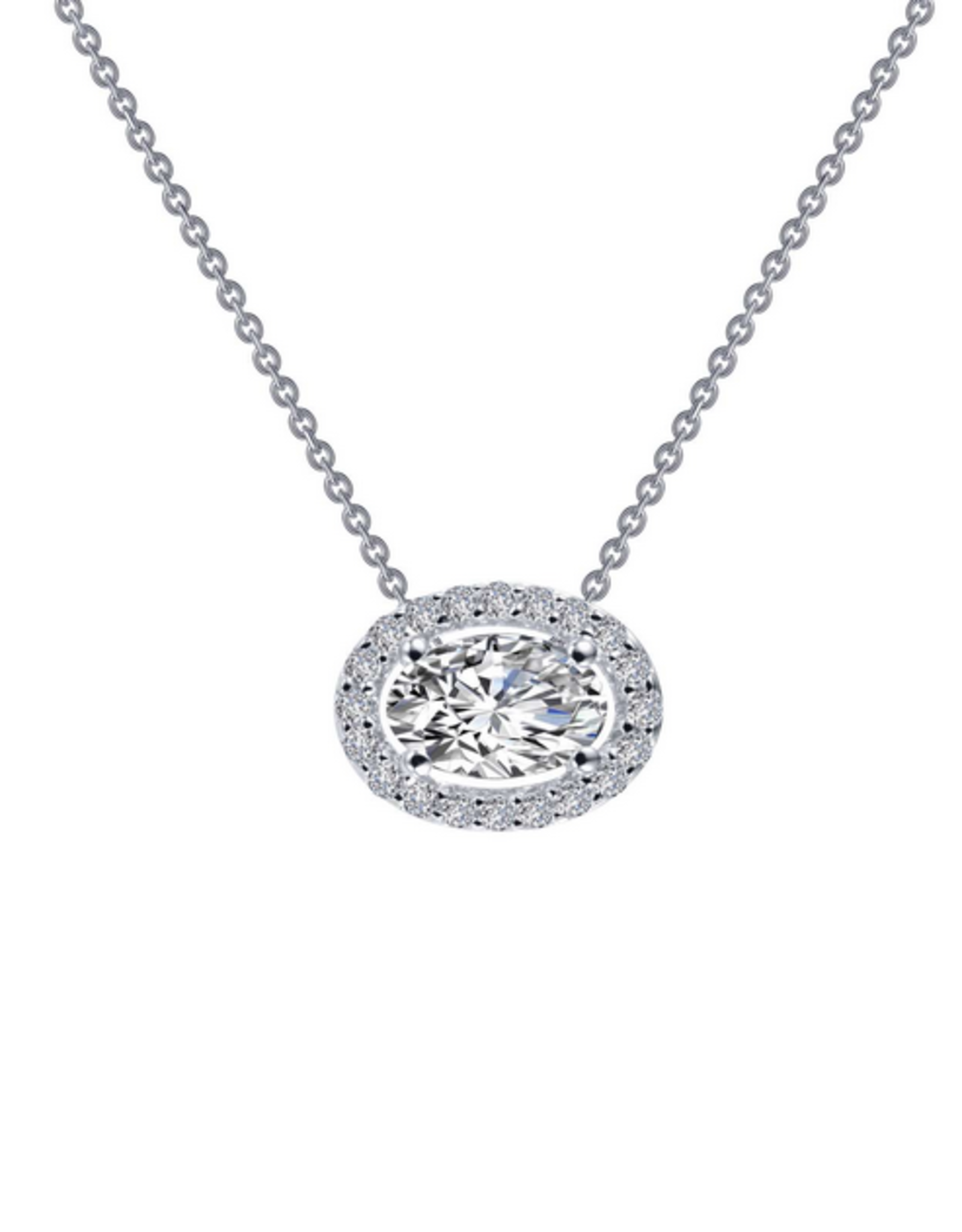N0103CLP18 - Oval Halo .63 cttw Necklace