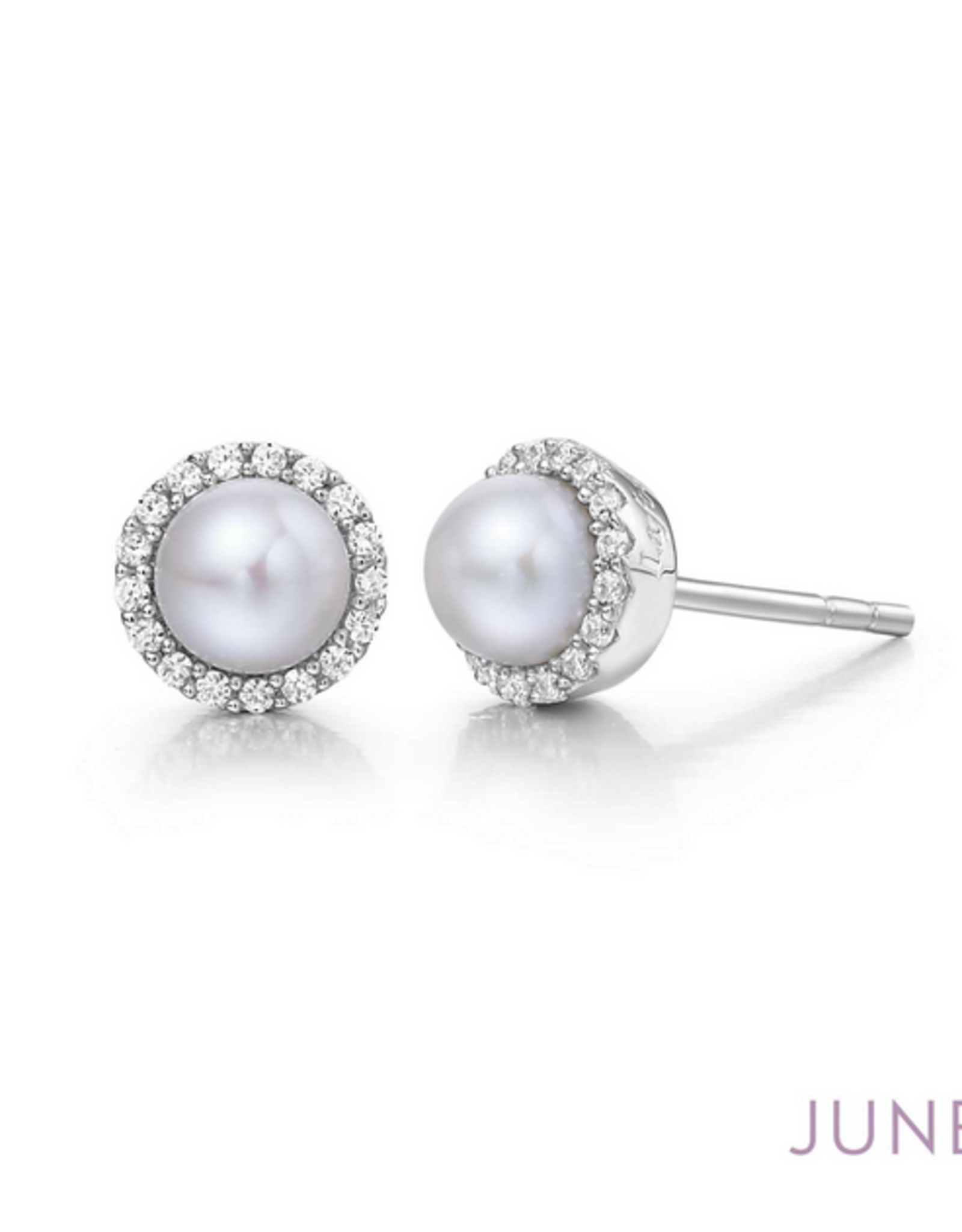 5MM FW Pearl with .34 CTTW Lassaire Halo Earrings