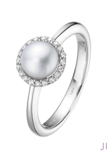 6MM FW Pearl w/ .20CTTW Lassaire Halo Ring - size 6