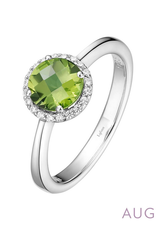 6MM Peridot w/ .20CTTW Lassaire Halo Ring - size 7