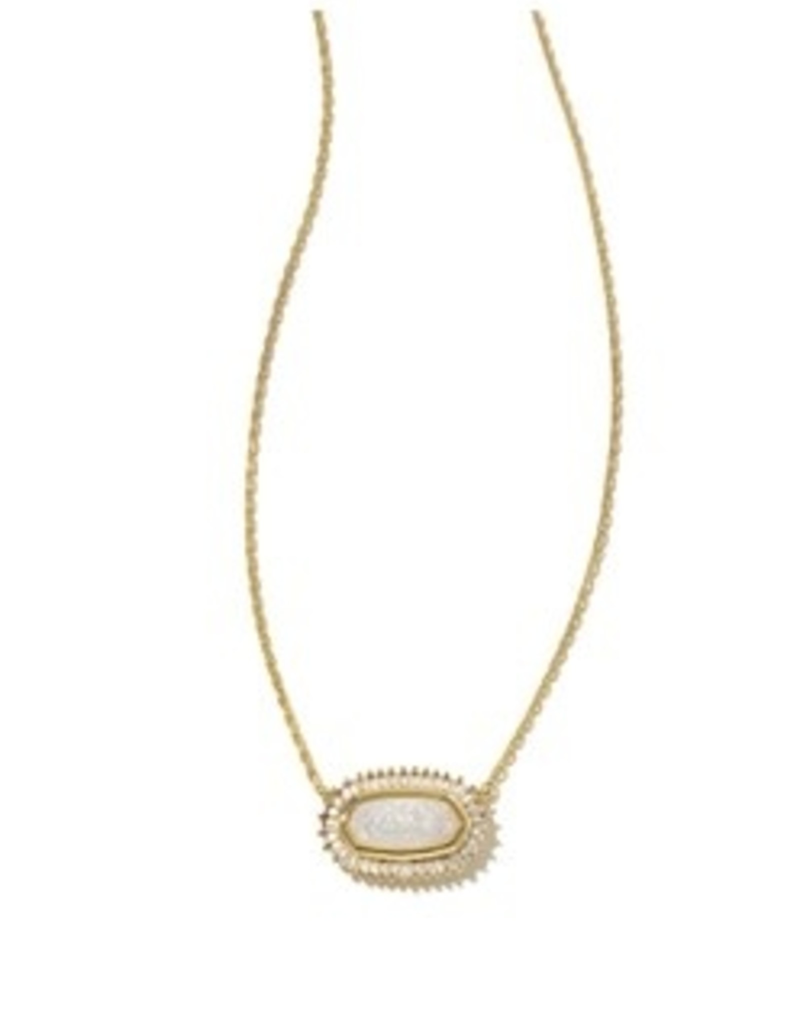 Kendra Scott Baguette Elisa Pendant Necklace Gold/Iridescent Drusy