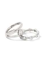 Kendra Scott Arden Triple Ring Set Rhodium/White Crystal Size 7