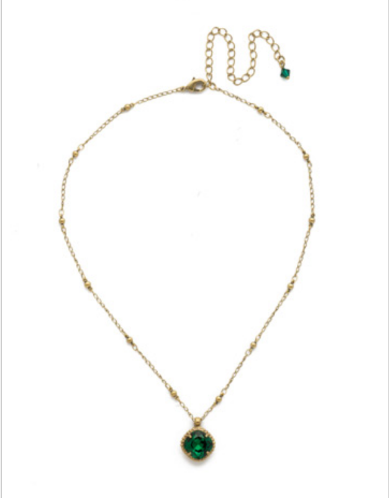 Sorrelli Emerald Cushion-Cut Pendant Necklace
