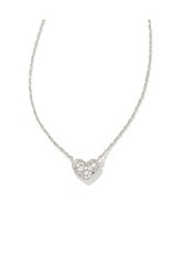 Kendra Scott Ari Pave Crystal Heart Necklace Rhodium/Crystal