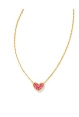 Kendra Scott Ari Pave Crystal Heart Necklace Gold/Pink