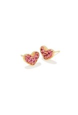 Kendra Scott Ari Pave Crystal Heart Earrings Gold/Pink