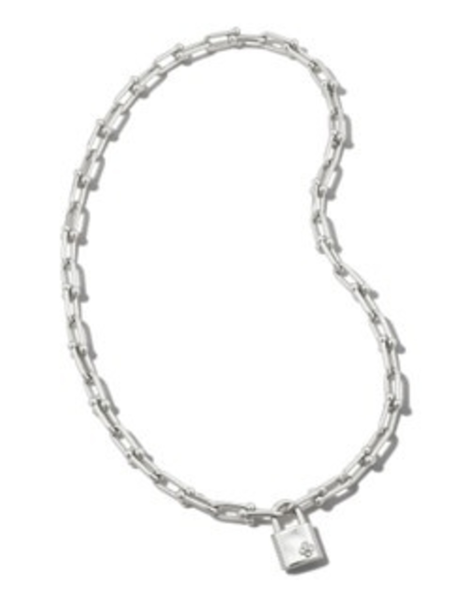 Kendra Scott Jess Lock & Chain Necklace Rhodium