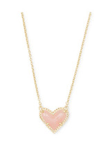 Kendra Scott Ari Heart Necklace Gold/Rose Quartz
