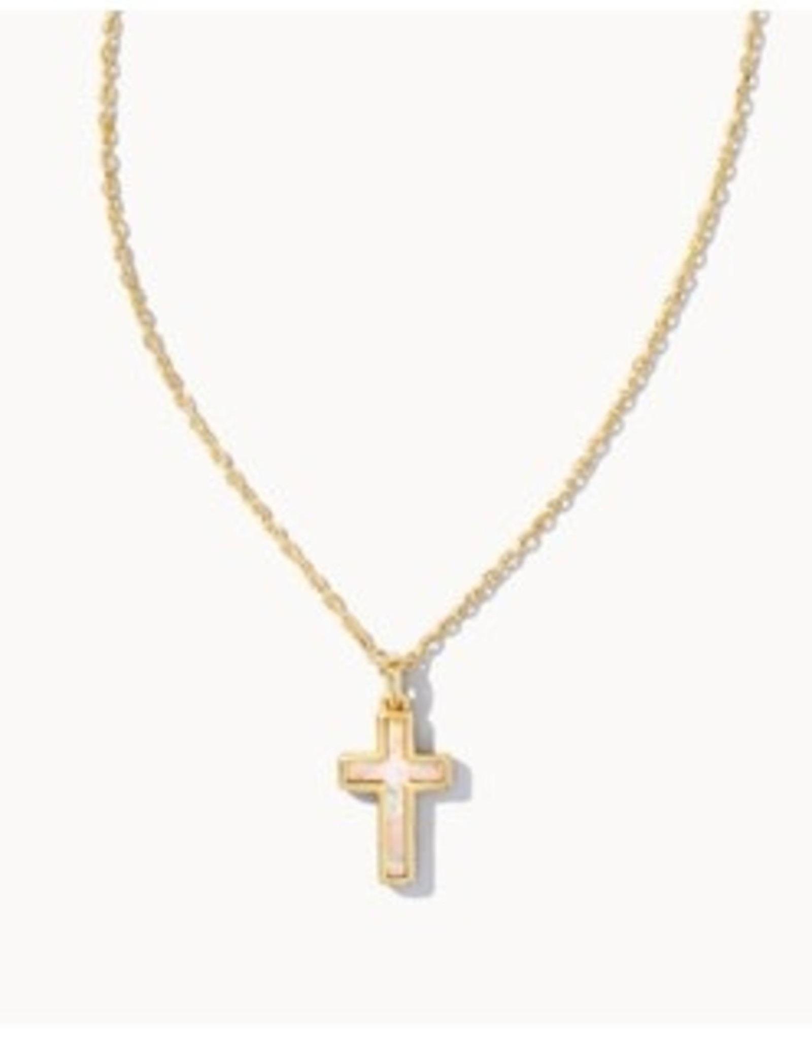 Kendra Scott Cross Necklace Gold/White Opal