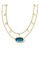 Kendra Scott Elisa Pearl Multi Strand Necklace Gold/Teal Abalone