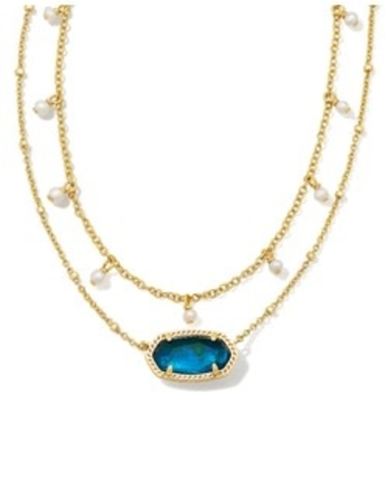 Kendra Scott Elisa Pearl Multi Strand Necklace Gold/Teal Abalone