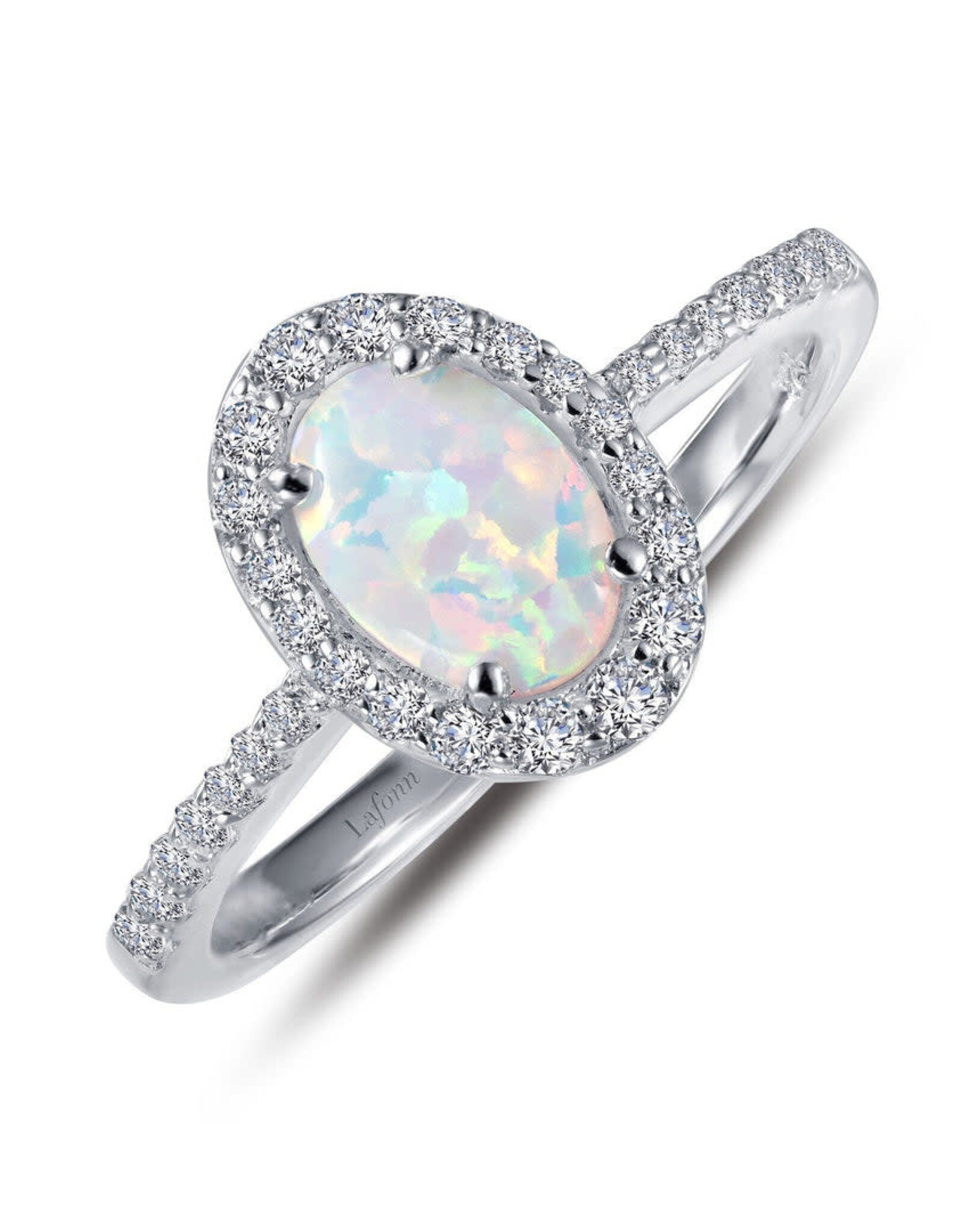 R0296OPP07 - 1.92 CTTW Oval Opal Halo Ring - size 7