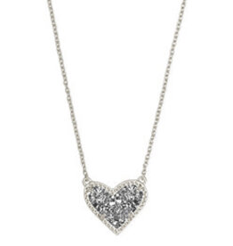 Kendra Scott Ari Heart 20" Necklace Rhodium/Platinum Drusy