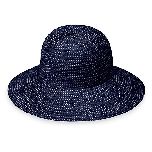 Wallaroo Hat Company Petite Scrunchie Hat - Navy with White Dots