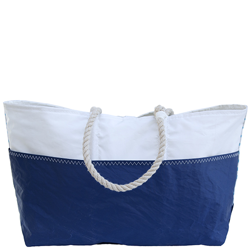 Sea Bags - DTS Custom - Large Tote - Blue Ombre Stripe - Hemp Handle White Whipping