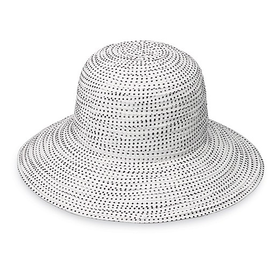Wallaroo Hat Company Wallaroo Petite Scrunchie Hat - White with Black Dots