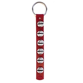 New England Bells Sleigh Bell Strap - 6 Bells Size 2 - Red & Silver