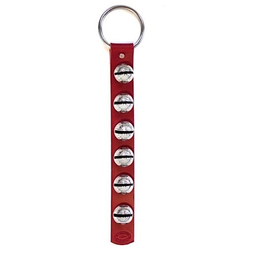 Sleigh Bell Strap - 6 Bells Size 2 - Red & Silver