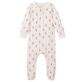 Feather Baby Feather Baby Zipper Footie - Red Lobsters on White