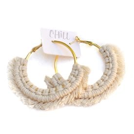 C/Hill C/Hill Macrame Earrings - Natural on Gold