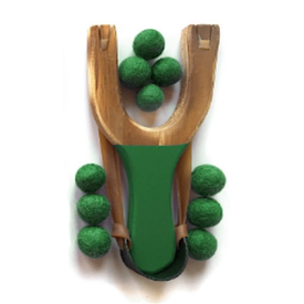 Little Lark Little Lark Wooden Slingshot - Forest Green Handle with Forest Green Felt Balls