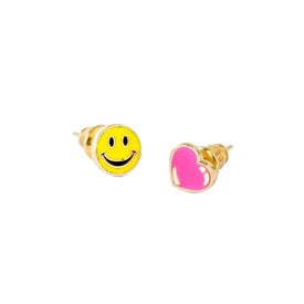 Yellow Owl Workshop Yellow Owl Workshop Stud Earrings - Happy Face & Heart