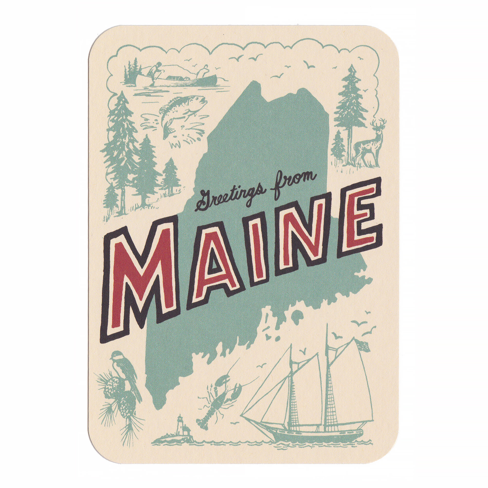 Daytrip Society Daytrip Society Retro Maine Postcard - Pack of 5