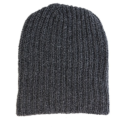 Marled Cotton Knit Hat - Black Charcoal